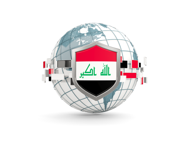 Globe with shield. Download flag icon of Iraq at PNG format