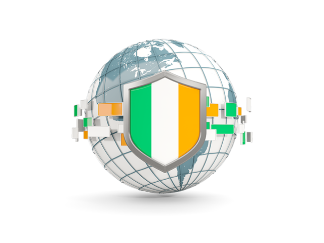 Globe with shield. Download flag icon of Ireland at PNG format