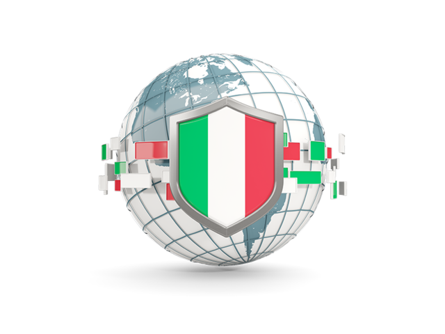 Globe with shield. Download flag icon of Italy at PNG format