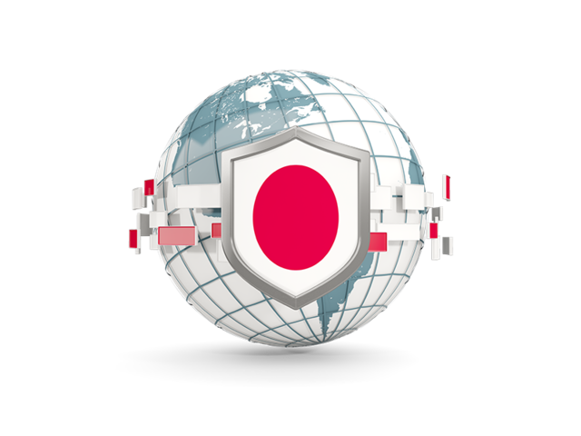 Globe with shield. Download flag icon of Japan at PNG format