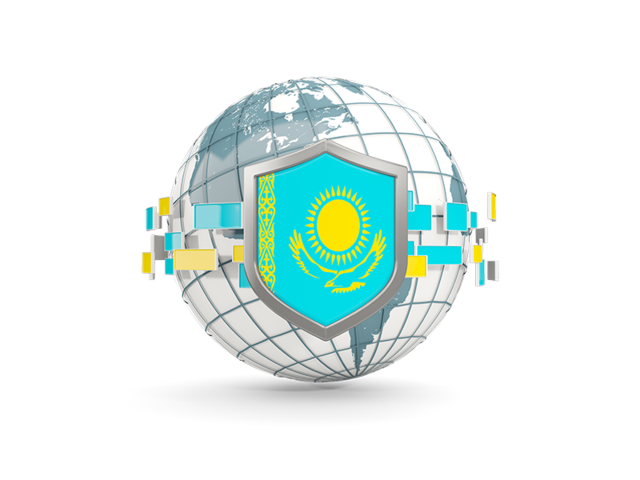 Globe with shield. Download flag icon of Kazakhstan at PNG format