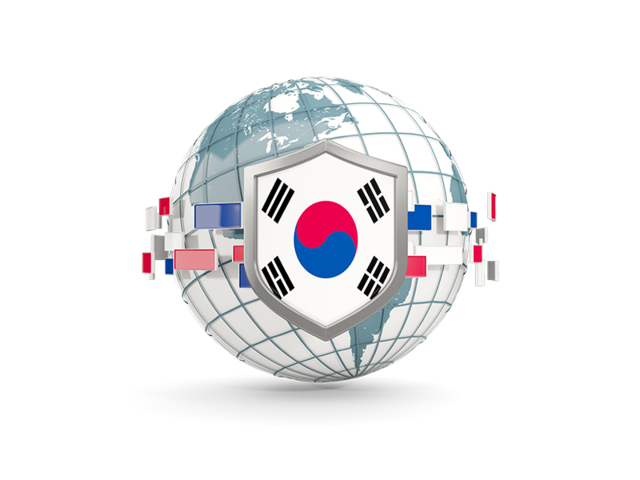 Globe with shield. Download flag icon of South Korea at PNG format