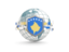 Kosovo. Globe with shield. Download icon.