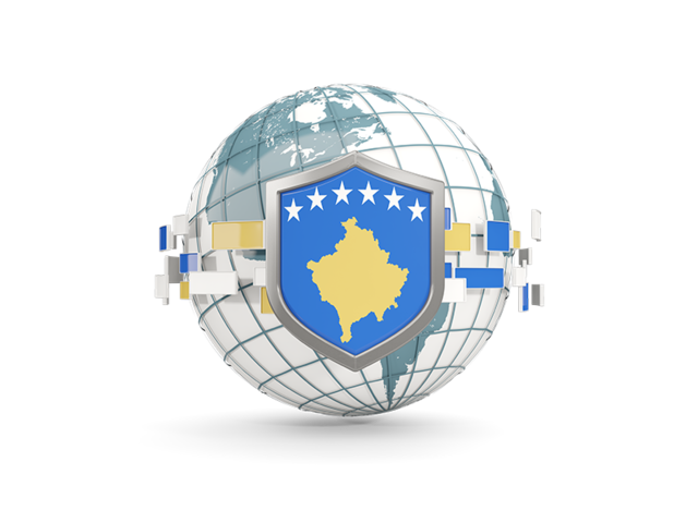 Globe with shield. Download flag icon of Kosovo at PNG format