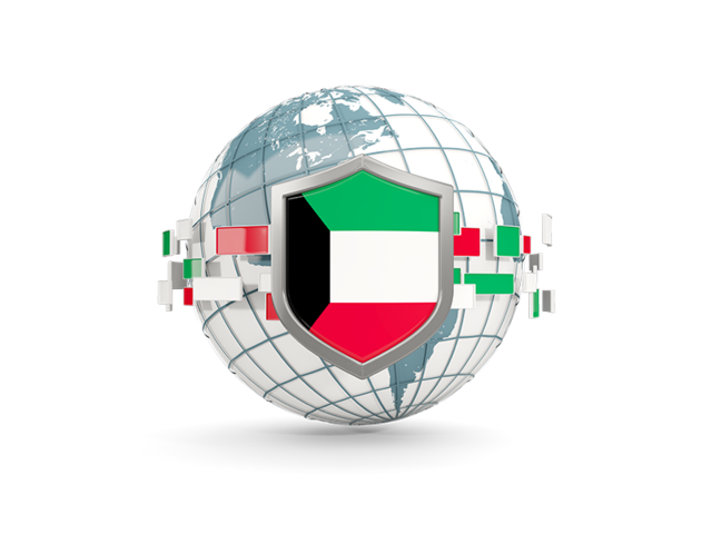Globe with shield. Download flag icon of Kuwait at PNG format