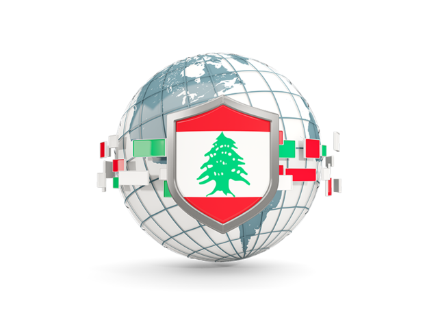 Globe with shield. Download flag icon of Lebanon at PNG format