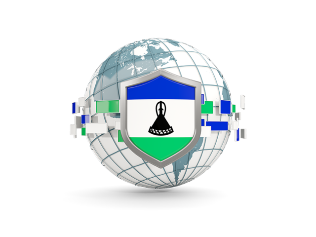 Globe with shield. Download flag icon of Lesotho at PNG format