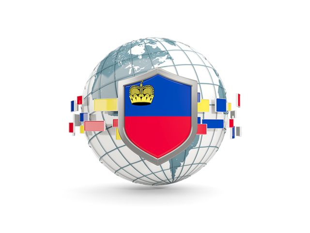 Globe with shield. Download flag icon of Liechtenstein at PNG format