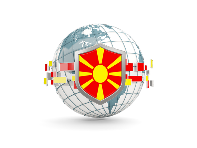 Globe with shield. Download flag icon of Macedonia at PNG format