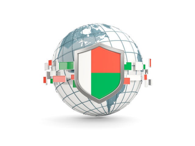 Globe with shield. Download flag icon of Madagascar at PNG format