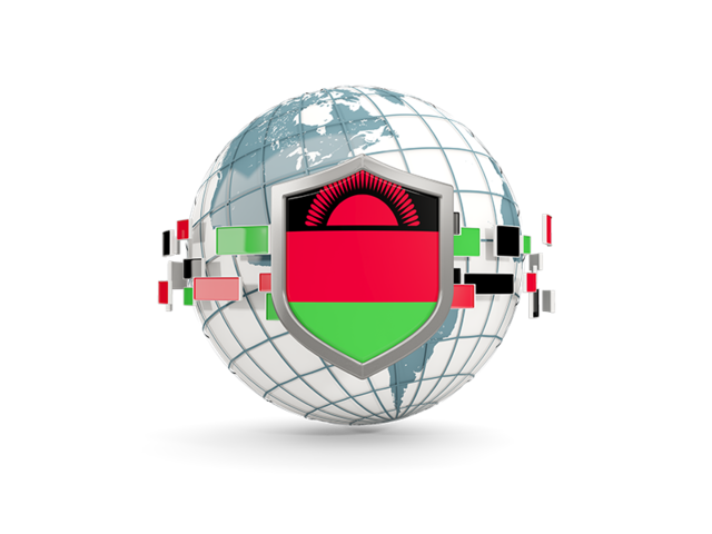 Globe with shield. Download flag icon of Malawi at PNG format