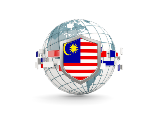 Globe with shield. Download flag icon of Malaysia at PNG format