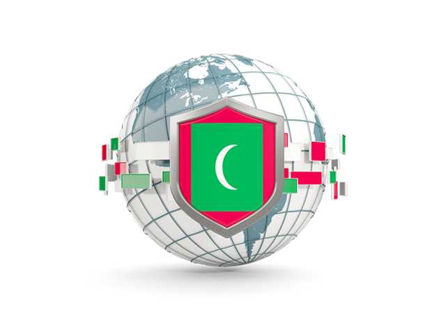 Globe with shield. Download flag icon of Maldives at PNG format