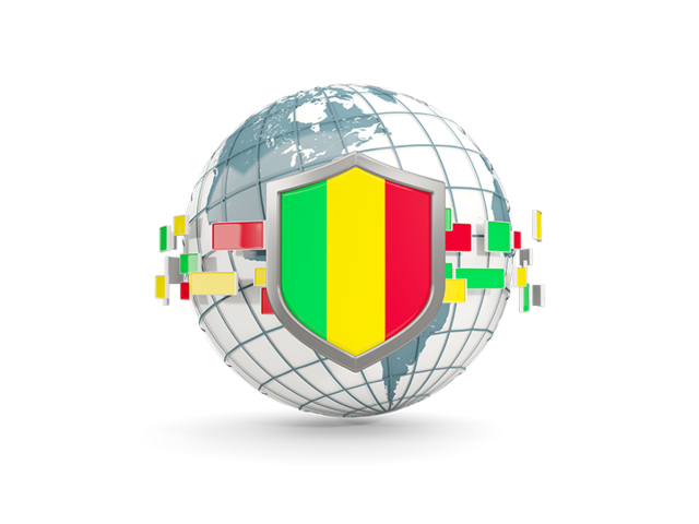 Globe with shield. Download flag icon of Mali at PNG format