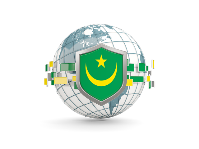 Globe with shield. Download flag icon of Mauritania at PNG format