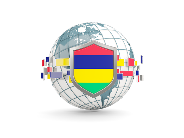 Globe with shield. Download flag icon of Mauritius at PNG format