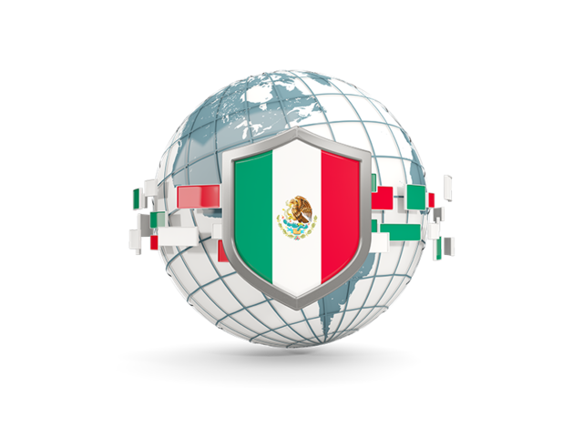 Globe with shield. Download flag icon of Mexico at PNG format