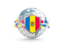 Moldova. Globe with shield. Download icon.