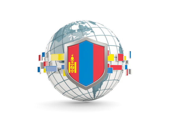 Globe with shield. Download flag icon of Mongolia at PNG format