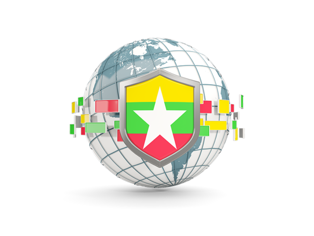 Globe with shield. Download flag icon of Myanmar at PNG format