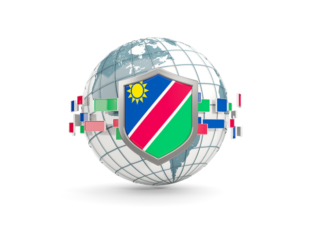 Globe with shield. Download flag icon of Namibia at PNG format