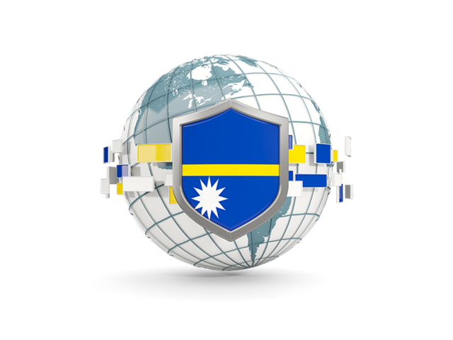 Globe with shield. Download flag icon of Nauru at PNG format