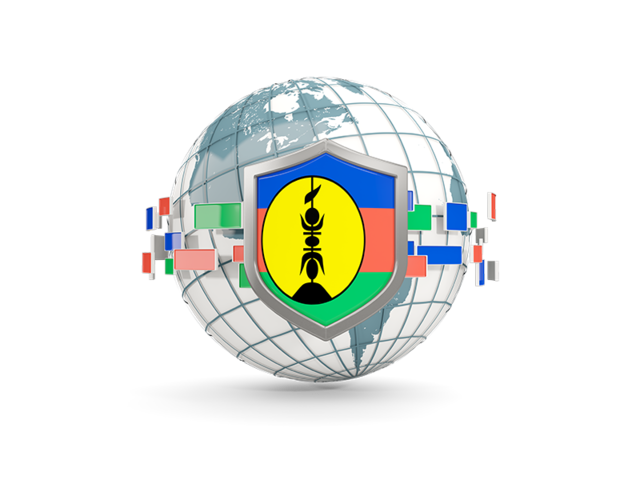 Globe with shield. Download flag icon of New Caledonia at PNG format