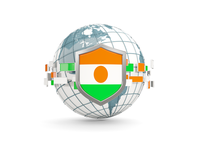 Globe with shield. Download flag icon of Niger at PNG format