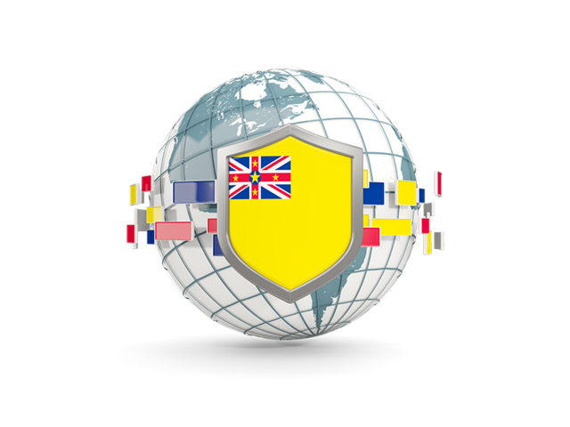 Globe with shield. Download flag icon of Niue at PNG format