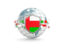 Oman. Globe with shield. Download icon.