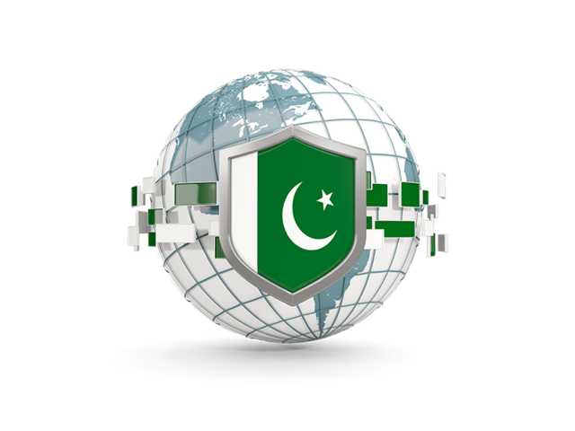 Globe with shield. Download flag icon of Pakistan at PNG format