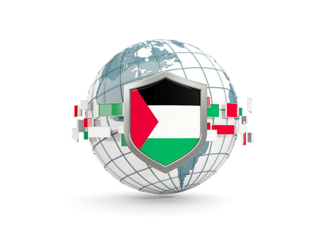 Globe with shield. Download flag icon of Palestinian territories at PNG format