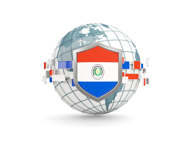 Globe with shield. Download flag icon of Paraguay at PNG format