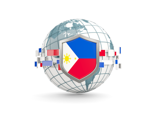 Globe with shield. Download flag icon of Philippines at PNG format