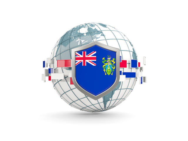 Globe with shield. Download flag icon of Pitcairn Islands at PNG format