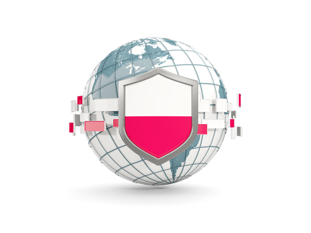 Globe with shield. Download flag icon of Poland at PNG format