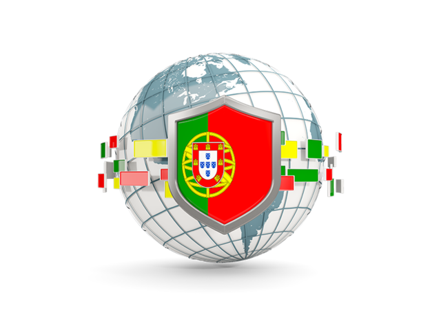 Globe with shield. Download flag icon of Portugal at PNG format