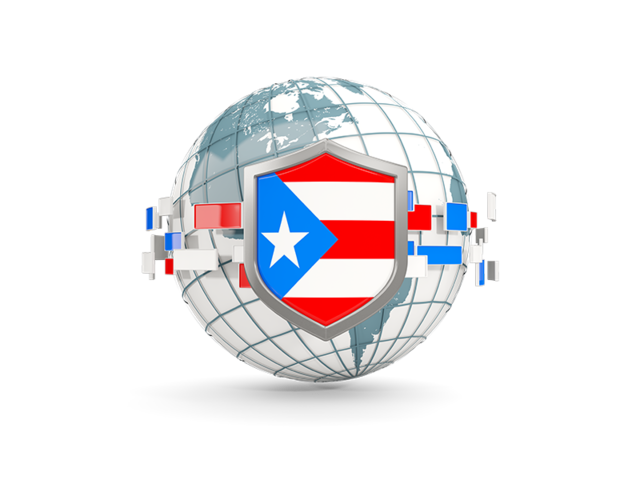 Globe with shield. Download flag icon of Puerto Rico at PNG format