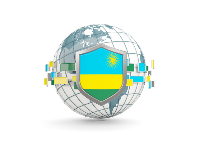 Globe with shield. Download flag icon of Rwanda at PNG format