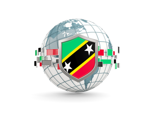 Globe with shield. Download flag icon of Saint Kitts and Nevis at PNG format