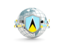 Saint Lucia. Globe with shield. Download icon.