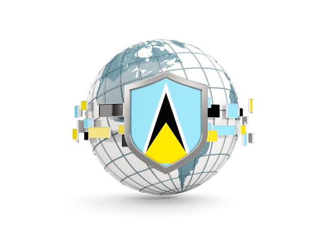 Globe with shield. Download flag icon of Saint Lucia at PNG format