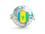 Saint Vincent and the Grenadines. Globe with shield. Download icon.