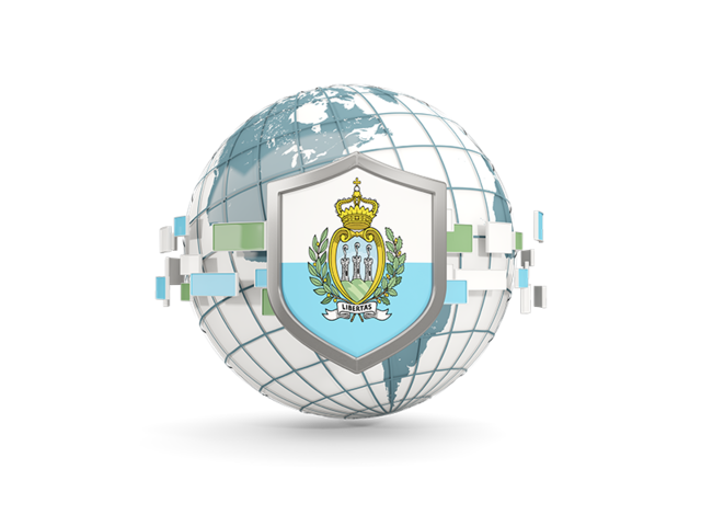 Globe with shield. Download flag icon of San Marino at PNG format
