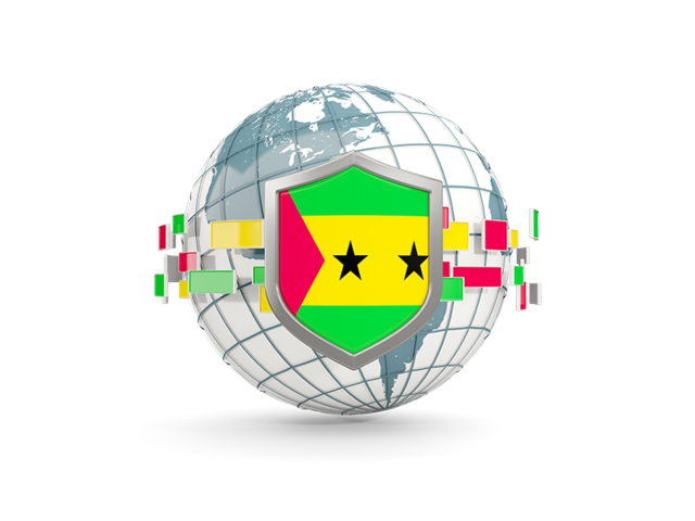 Globe with shield. Download flag icon of Sao Tome and Principe at PNG format