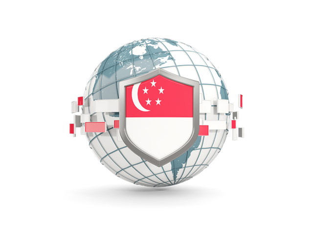 Globe with shield. Download flag icon of Singapore at PNG format