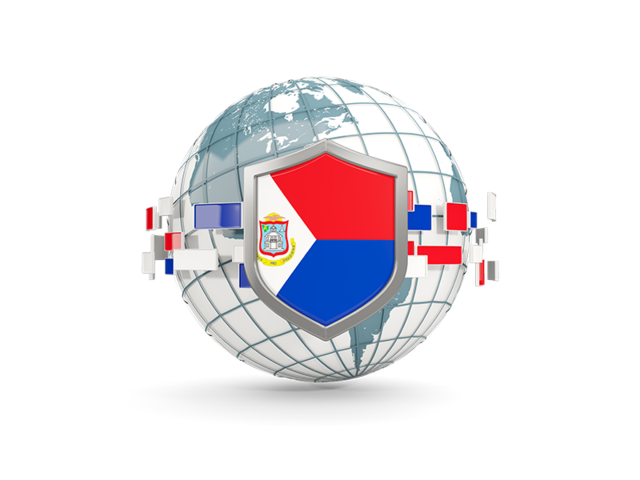 Globe with shield. Download flag icon of Sint Maarten at PNG format