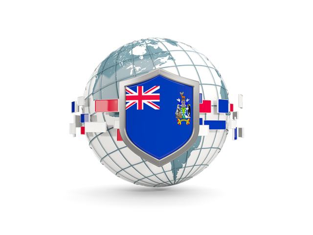 Globe with shield. Download flag icon of South Georgia and the South Sandwich Islands at PNG format
