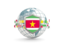 Suriname. Globe with shield. Download icon.