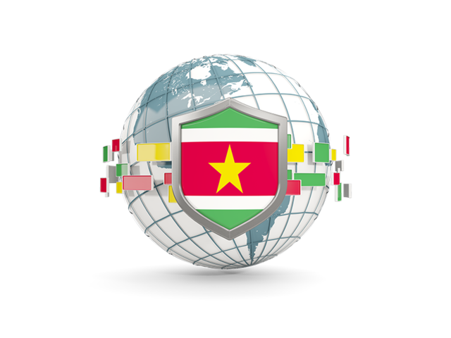 Globe with shield. Download flag icon of Suriname at PNG format